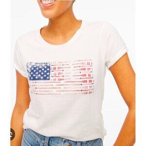 J.Crew Factory sz L Collector Tee Oars American Flag Top Tshirt
